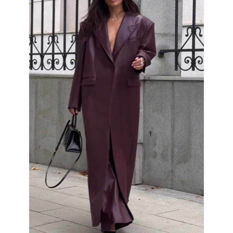 Streetwear Brand Belts - Trench in pelle lunga autunno donna