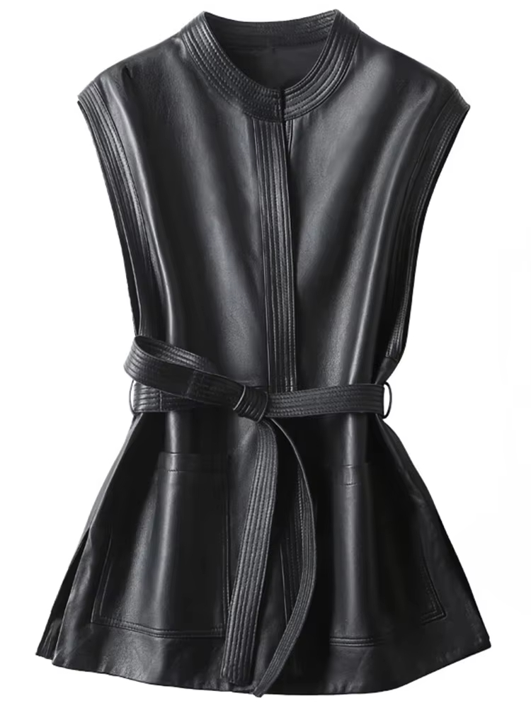 Gilet in morbida pelle PU nera - Streetwear Brand Belts recensione e prezzo